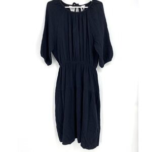 Renee C Black Dress Women's XL Tie Back Gauze Midi Elastic Waist Casual